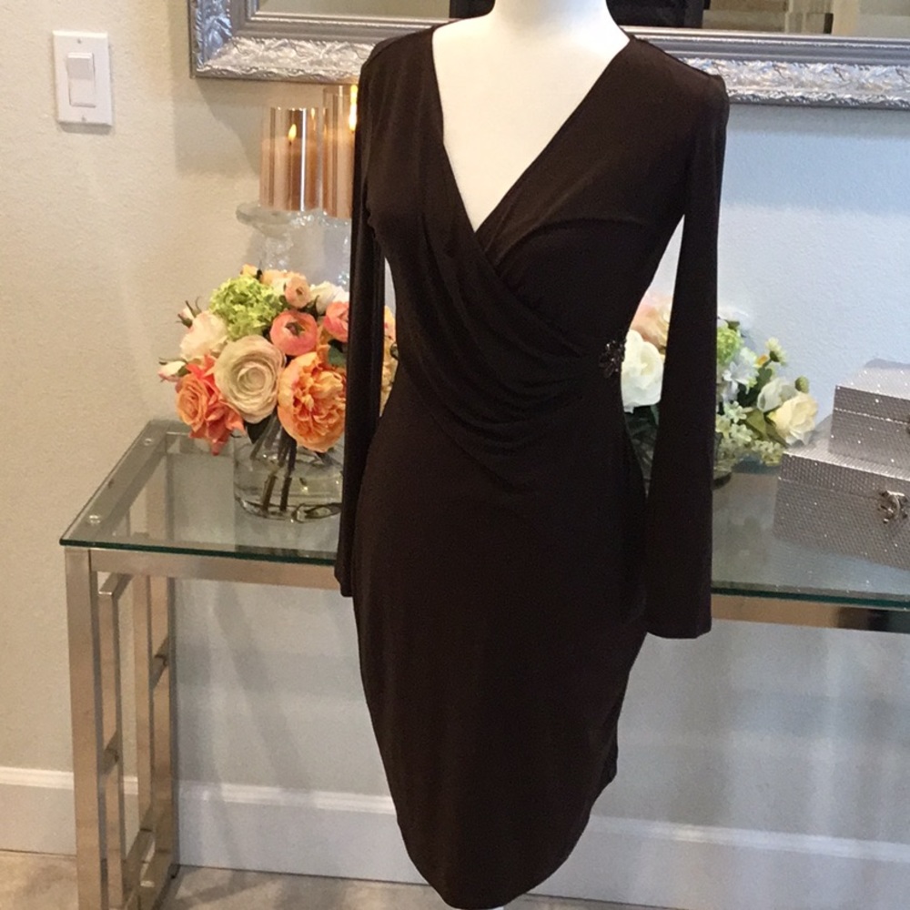 Beautiful brown faux wrap dress